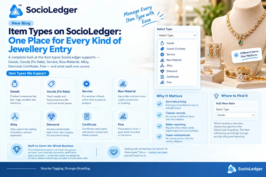 Item Types on SocioLedger: One Place for Every Kind of Jewelry Entry